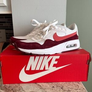 Nike Air Max White and Burgundy Sneakers